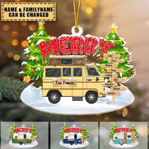 Merry Christmas Couple Camping Christmas Ornament - Gift For Camping Lover