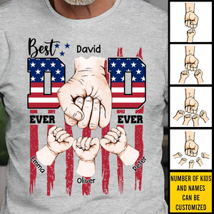 Best Dad Ever First Bump Father Hand American Flag Pattern Personalized Shirt