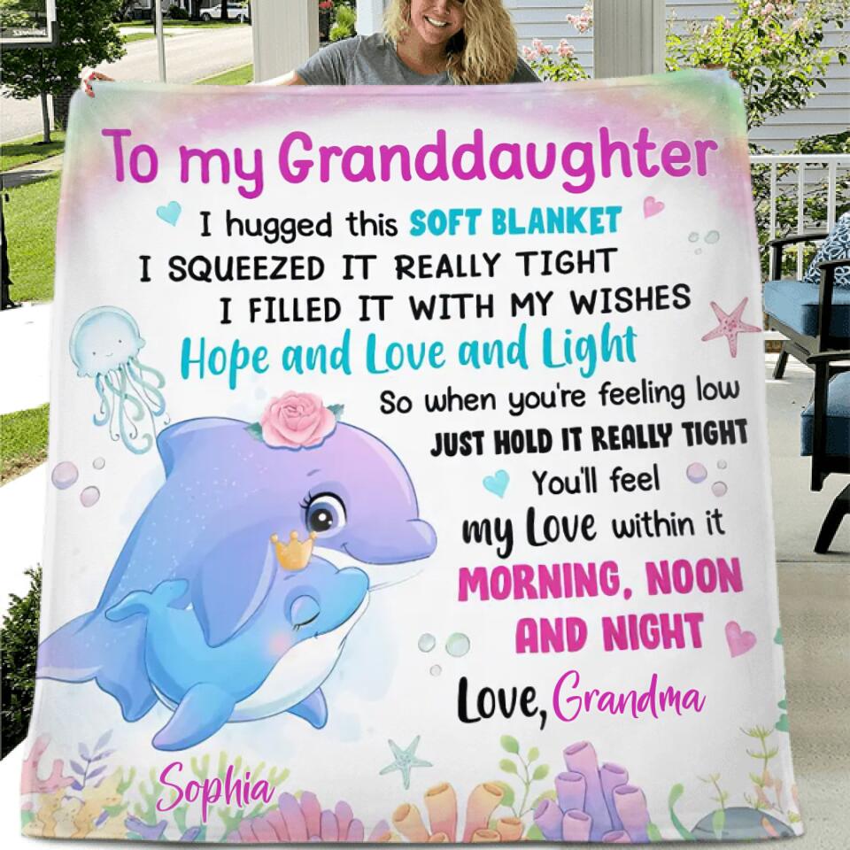 Custom Personalized Sea Animal Fleece Blanket - Gift Idea For Granddaughter/Grandson