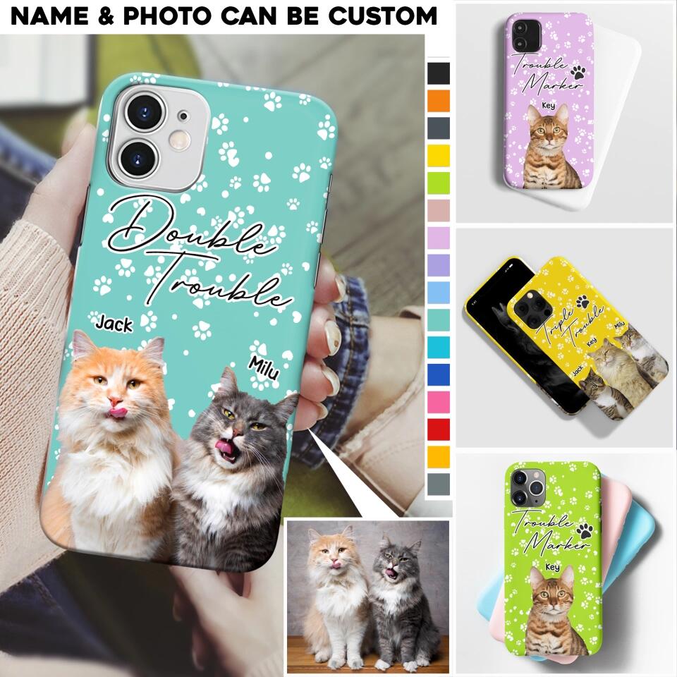 Personalized Upload Your Cat Photo Trouble Marker Cat Lovers Silicon Phonecase