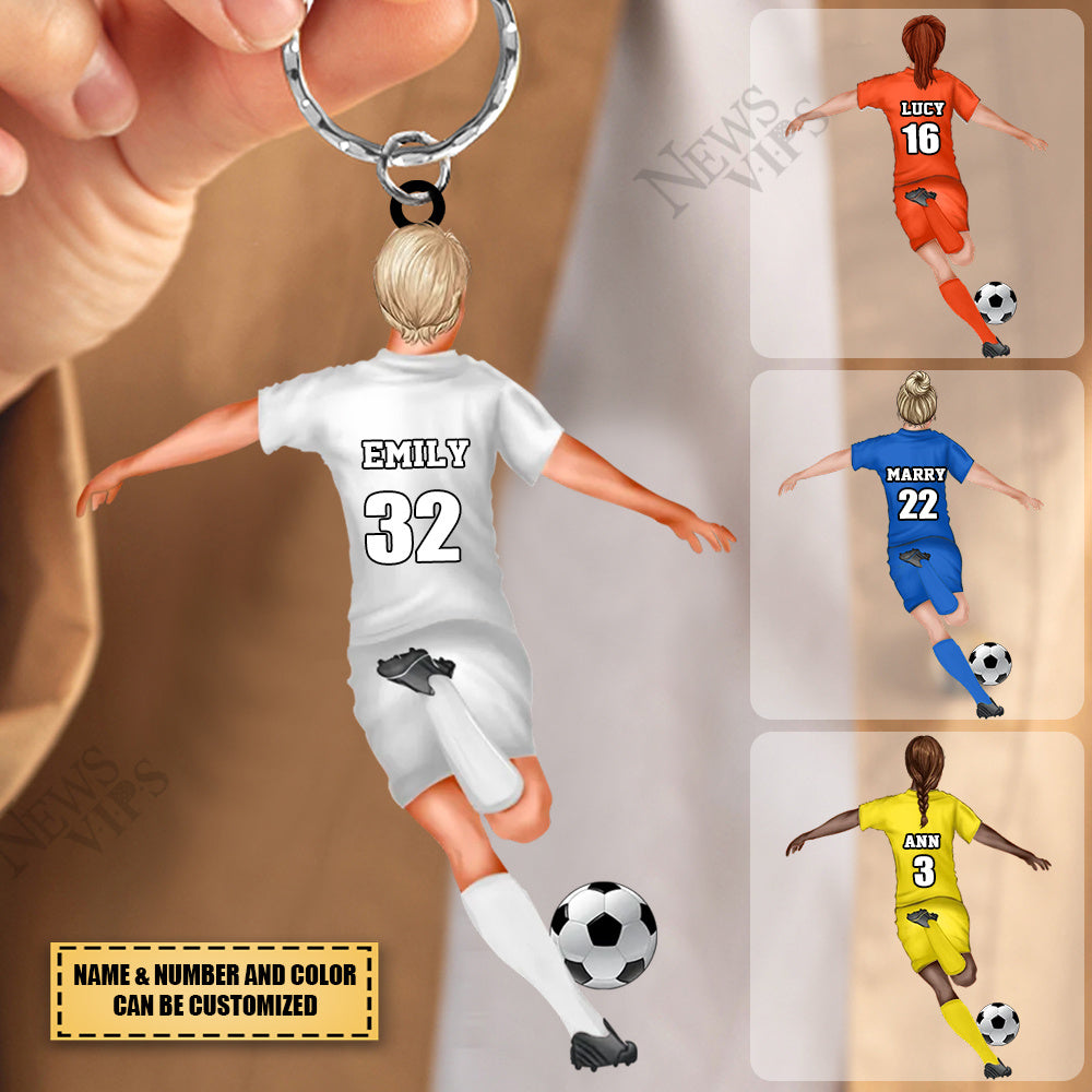 Personalized Soccer Acrylic Keychain For Soccer Player, Soccer Lover