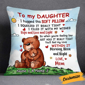 Personalized Bear Mom Grandma To Daughter Granddaughter Son Grandson Hug This Pillowcase