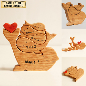 Wooden whales family puzzle
