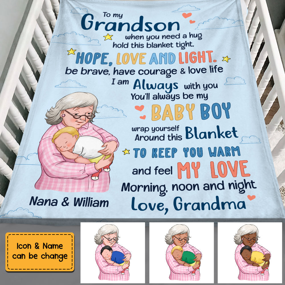 Grandma Holding Grandson Blanket