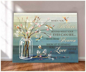 Sympathy Canvas Gifts When You Believe Dragonfly Wall Art Decor