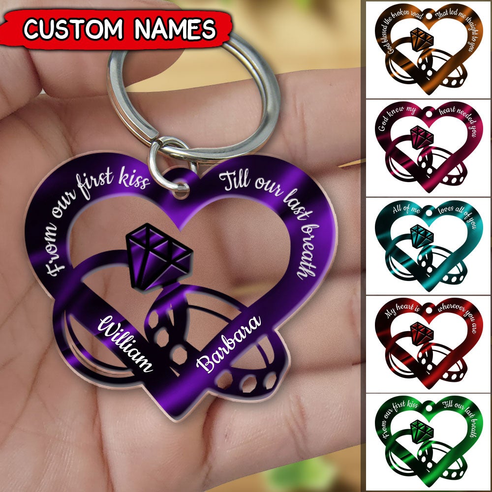 Heart Acrylic Keychain, Initials Couple Family name