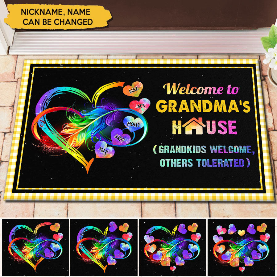 Customized Grandma Doormat Funny Grandkids Welcome Others Tolerated Mothers Day Familia Gift Personalized Doormat
