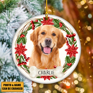 Custom Photo Dog Ceramic Ornament For Christmas