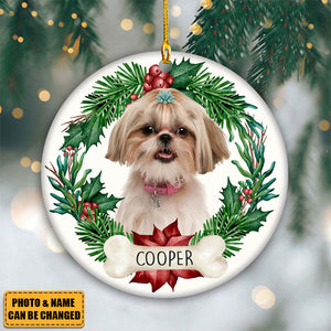 Custom Photo Dog Ceramic Ornament For Christmas