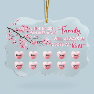 Family Will Always Be Close At Heart - Personalized Acrylic Ornament - Christmas Gift For Family Members, Mom, Dad, Brothers, Sisters