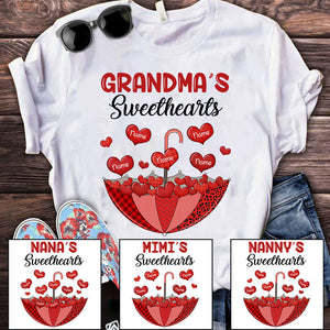 Grandma's Sweethearts Umbrella With Hearts Personalized Shirt