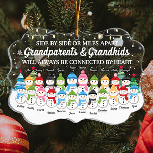Grandparents & Grandkids - Always Be Connected By Heart - Personalized Acrylic Ornament - Christmas, New Year Gift For Grandkids, Grandparents