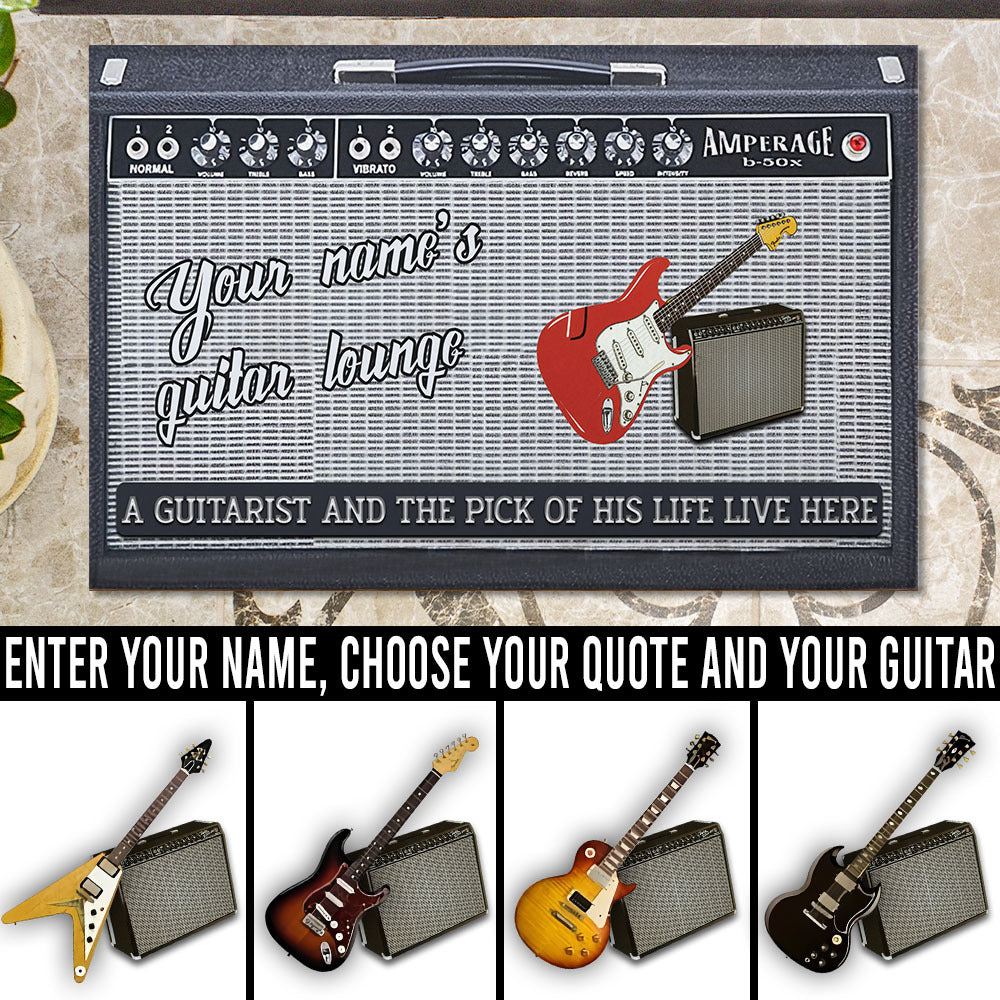 A Guitarist And The Pick Of His/Her Life Live Here Personalized Doormat