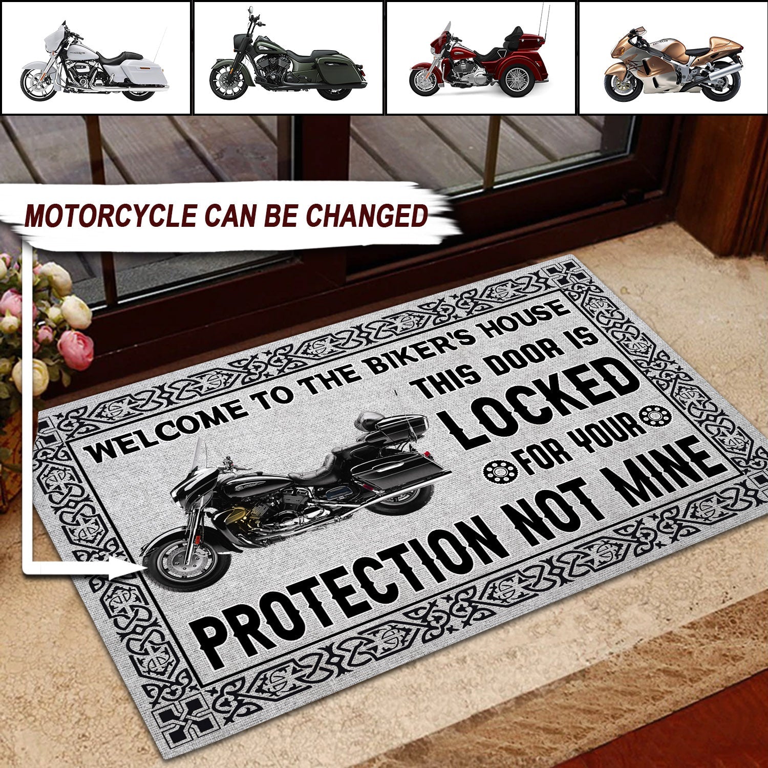 Motorcycle The Door Is Locked Personalized Doormat - Gift for Motorcycle Lovers - Motorcycle Riders