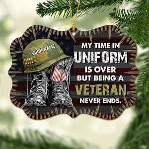 My Time In Uniform Is Over - Personalized Christmas Veteran Ornament