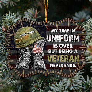 My Time In Uniform Is Over - Personalized Christmas Veteran Ornament