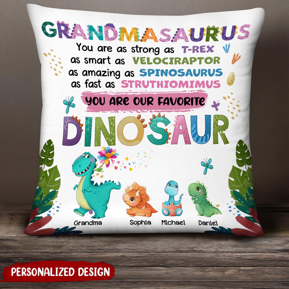 Grandma Mom My Favorite Dinosaur Personalized Pillow