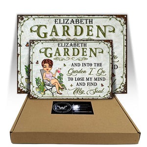 And Into The Garden I Go Gardening - Garden Sign - Personalized Custom Classic Metal Signs