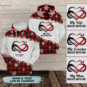 NEVER WALK ALONE CHRISTMAS SNOWFLAKE PERSONALIZED ALL OVER PRINT HOODIE