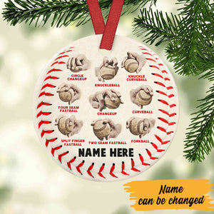 Baseball Pitching Grips Ornament