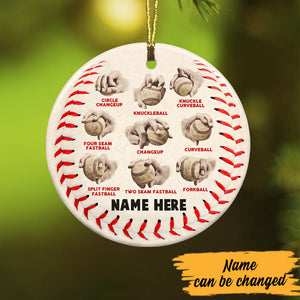 Baseball Pitching Grips Ornament