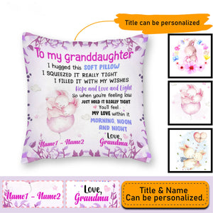 Personalized Granddaughter Romantic Dream Purple Rabbit Hug Pillow