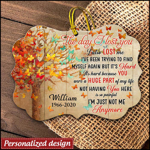 Personalized Memorial Christmas The Day I Lost You Aluminum Ornament