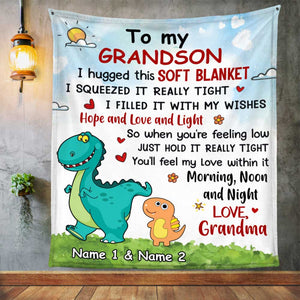 Personalized Mom Grandma Granddaughter Grandson Dinosaur Blanket