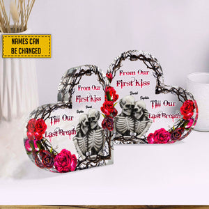 Skull Couple - Personalized Heart-Shaped Acrylic Plaque