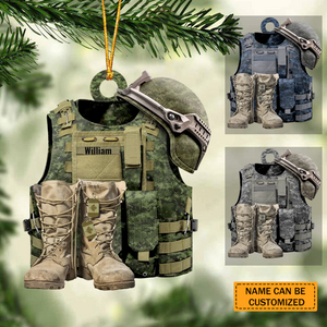 Personalized Canadan Veteran/ Solider Camo Ornament