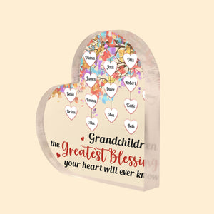 The Greatest Blessing For Your Heart- Personalized Heart Shaped Acrylic Plaque