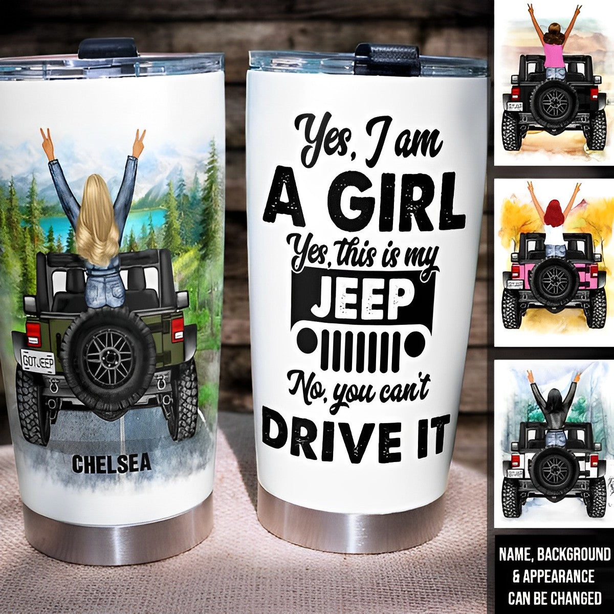 Jeep Girl Custom Tumbler Cup  Custom tumbler cups, Custom tumblers,  Tumbler cups diy