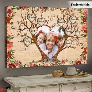 Best Grandma Heart Tree - Personalized Photo Poster - Gift For Grandma
