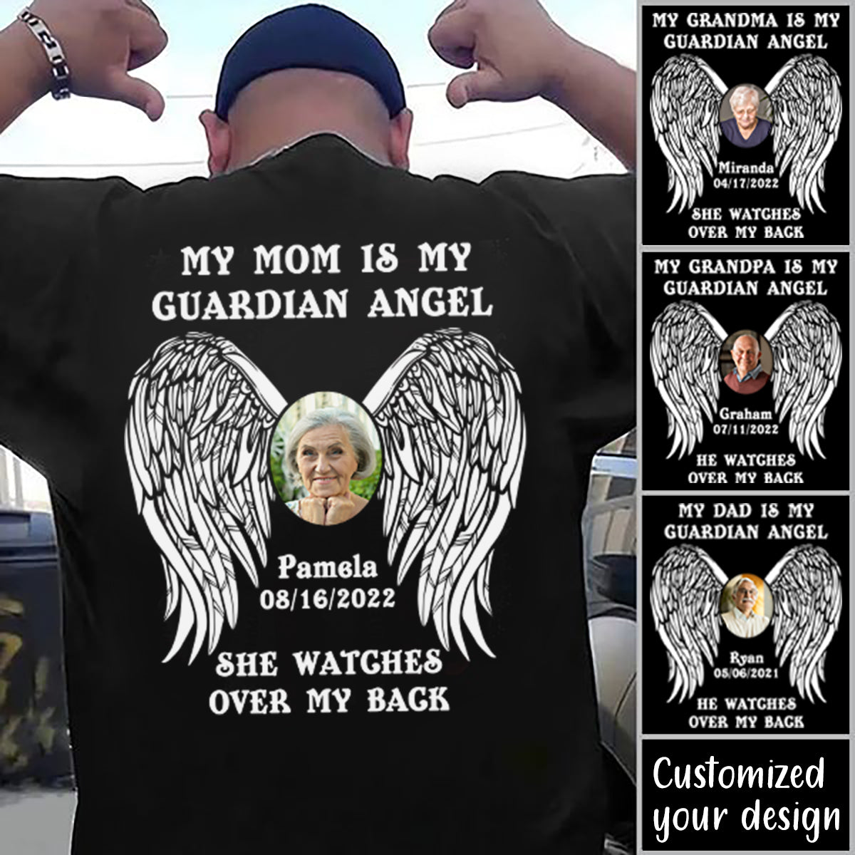 My Dad Is My Guardian Angel - Personalized Shirt - Memorial Gift For Family