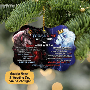 Personalized Couple Lion And Wolf Ornament You And Me Wo Got This We're A Team Lion And Wolf Acrylic Ornament