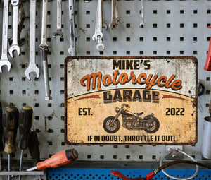 Custom Motorcycle Sign Garage Sign Personalized Gift Bike Wall Decor Mechanic Auto Gift